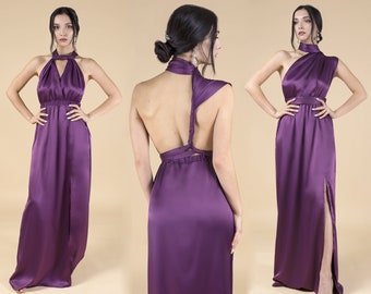 Satin Bridesmaid Dress, Bridesmaid Dresses, Silk Bridesmaid Dress Prom Dress Purple Long Silk Multiway Infinity Dress Wrap Convertible Dress