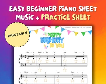 Beginner Piano Sheet Music: Happy Birthday Song + Practice (Digital Download)