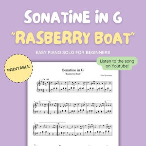 Sonatine in G &quot;Rasberry Boat&quot; Easy Piano Solo + Sheet Music + Practice Tips | Easy Piano Songs for Beginners and Kids | Summer Piano Music