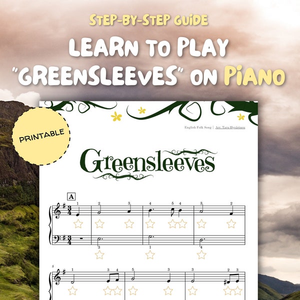 Step-by-step guide to learn 'GREENSLEEVES' on PIANO | Easy Piano | Beginner Piano | Piano Sheet Music | Piano Lesson | Piano Practice