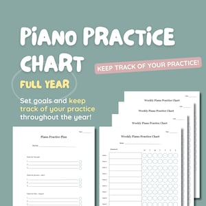 PRAKTIJKKAART PIANO | Muziekoefenschema | Oefenplanner | Pianolessen kinderen | Easy Piano | Afdrukbare piano | Pianooefening voor kinderen
