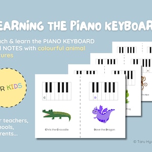 Piano Keyboard Practice Cards for Kids: Beginner Music Notes (Printable PDF A4)
