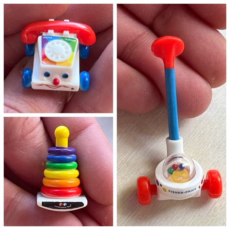 Fisher Price Toy Keychains: Miniature Chatter Phone, Corn Popper