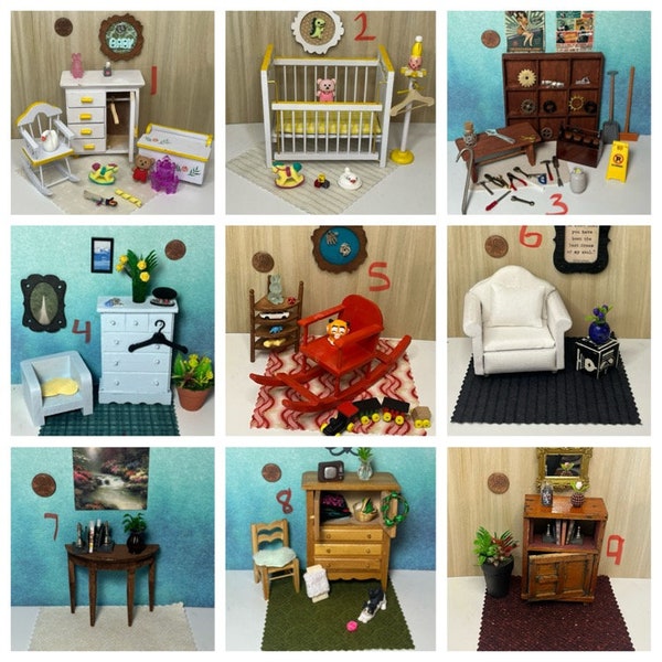 DOLLHOUSE Furniture 1:12 scale Each item comes with a Rug