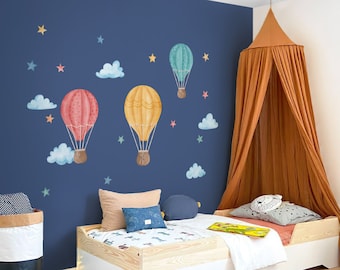 Watercolor Hot Air Balloon Wall Decals: Nursery Decor