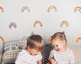 Aquarell Regenbogen Wandtattoo, Regenbogen-Wand-Aufkleber, Regenbogen-Raum-Dekor, Kinderzimmer-Wand-Aufkleber, Regenbogen-Muster-Aufkleber