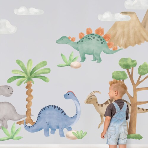 Dinosaur Wall Stickers/decal Watercolour Dinosaur Nursery Wall Etsy