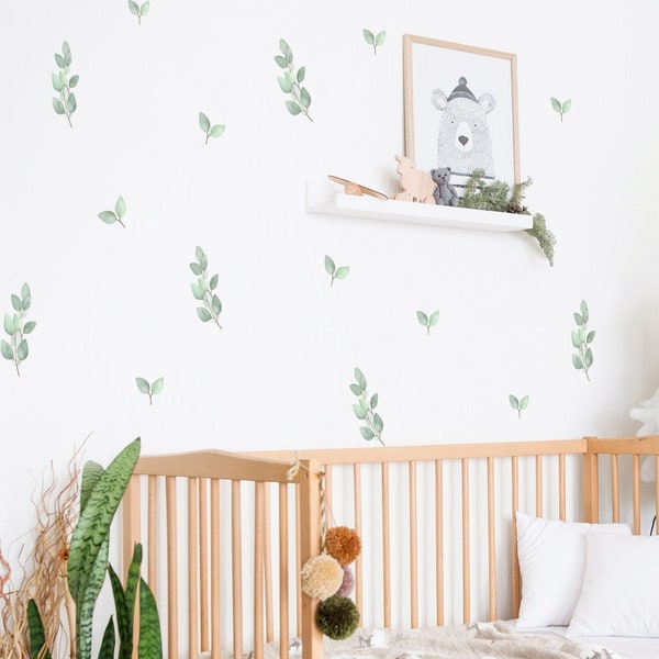 Pegatinas de pared de hojas que caen, calcomanías de pared de hojas boho, pegatinas de pared de naturaleza, pegatinas de pared de guardería