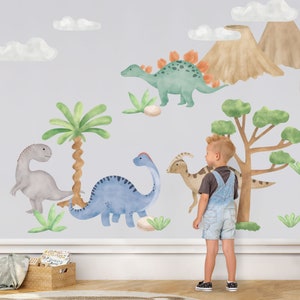 Dinosaurs Wall Decals, Watercolour Dinosaur Nursery Wall Stickers, Watercolor Dinosaur Sticker Set,  Dino Wall Decal, Dinosaur Nursery Decor