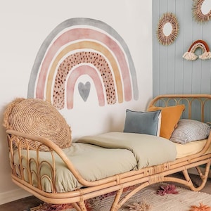 Adesivo da parete arcobaleno Boho, adesivo da parete grande arcobaleno, decalcomania da parete arcobaleno acquerello