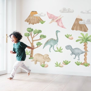 Watercolor Dinosaur Wall Stickers: Dino Nursery Decor