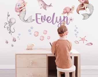 Personalized Mermaid Wall Decal Set: Under the Sea Nursery Decor