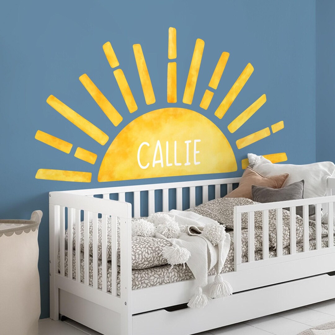 Personalized Half Sun Wall Decal: Watercolor Nursery Decor - Etsy