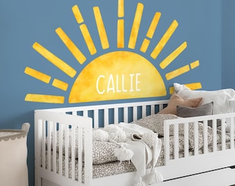 Personalized Half Sun Wall Decal: Watercolor Nursery Decor