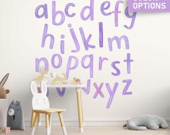 Watercolor Alphabet Wall Decal: Kids Room Decor