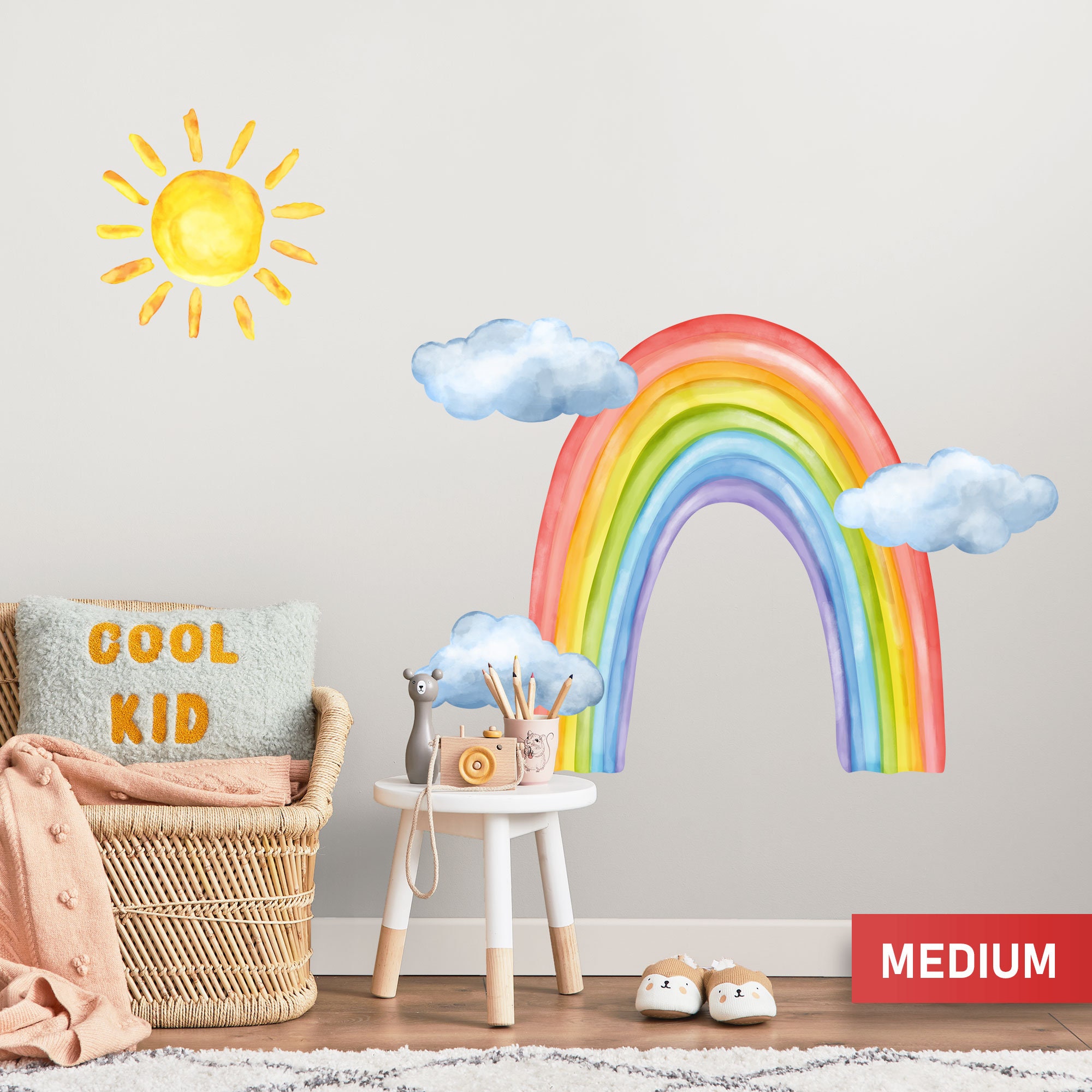 Supzone Regenbogen Wandtattoo XXL - Aquarell Design Für Kinderzimmer | 210x108cm Abziehbar