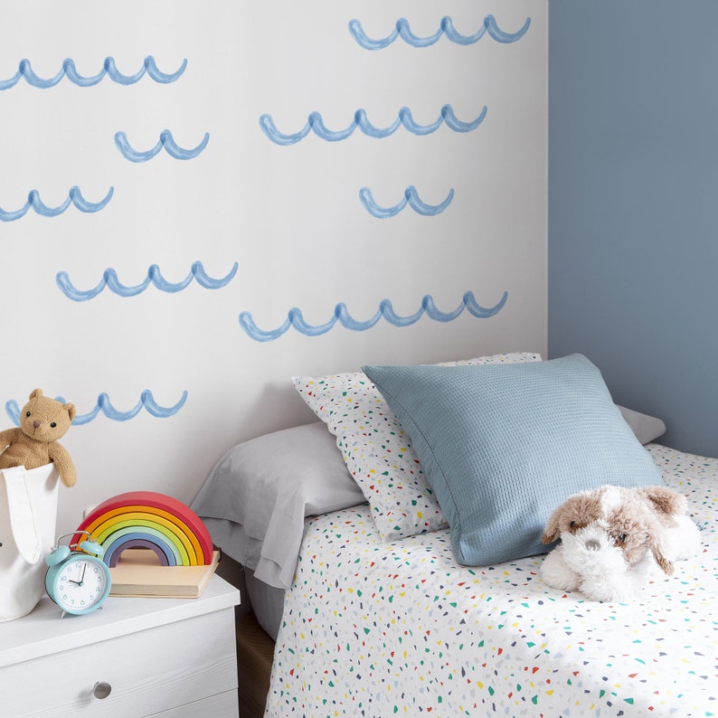 Watercolor Ocean Waves Wall Decals Sea Waves Wall Stickers Etsy