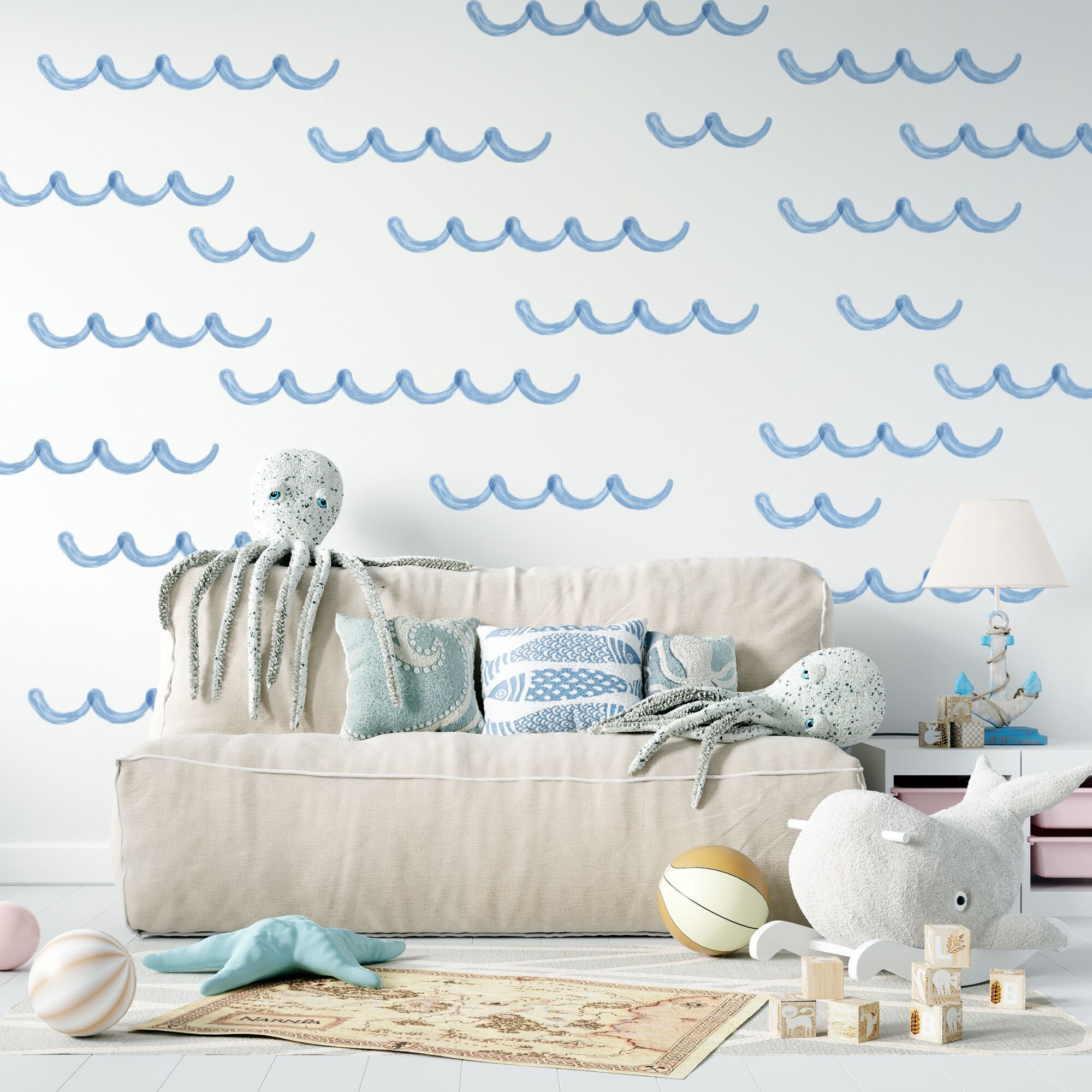 Watercolor Ocean Waves Wall Decals Sea Waves Wall Stickers Etsy Australia