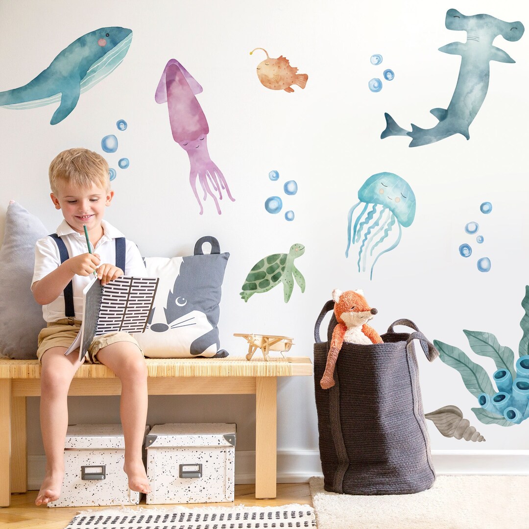 Ocean Animals Wall Decal Undersea Animals Wall Stickers Etsy