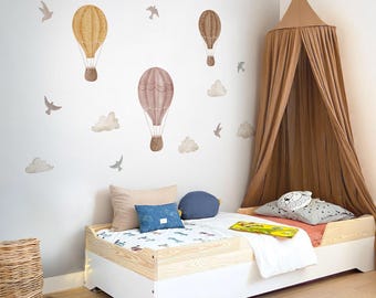Boho Hot Air Balloon Wall Decals: Nursery Decor