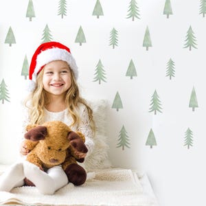 Boho Pine Tree Wall Decal Set, Scandi Forest Trees, Christmas Pine Tree Pattern Wall Decal, Woodland Wall Stickers