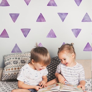 Watercolor Triangles Wall Decal, Triangle Wall Stickers, Kids Room Decor, Gift for Kids