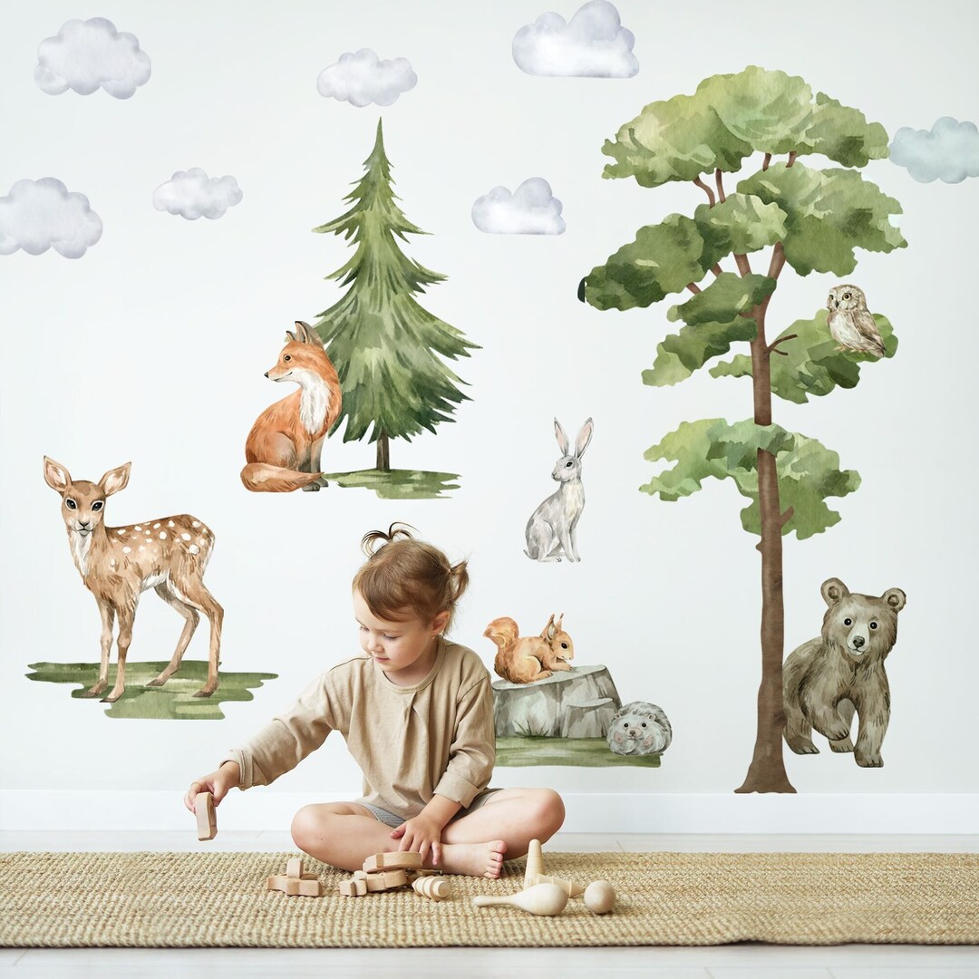 Forest Animals Wall Decal for Kids Room and Nursery, Nursery Woodland