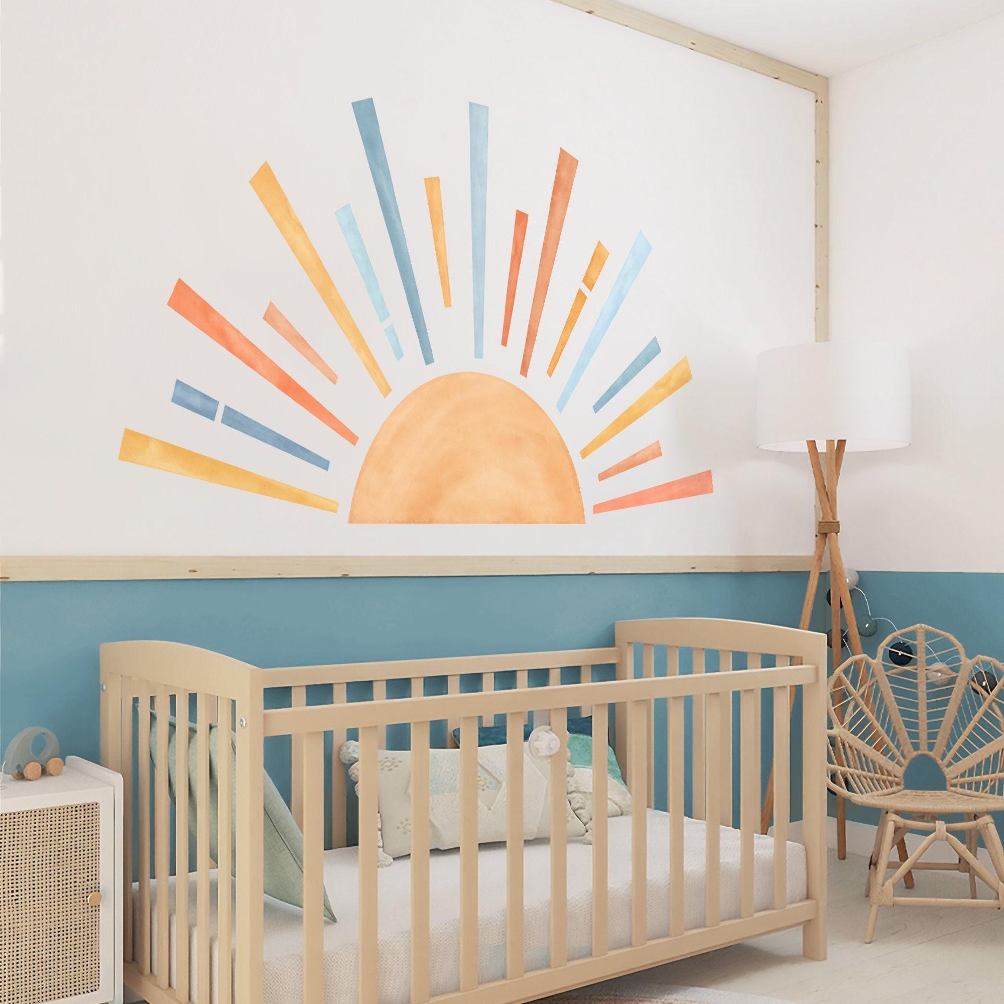 Personalizable Boho Half Sun Wall Decal: Watercolor Nursery Decor - Etsy