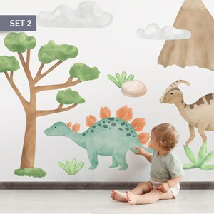Dinosaurs Wall Decals, Watercolour Dinosaur Nursery Wall Stickers ...