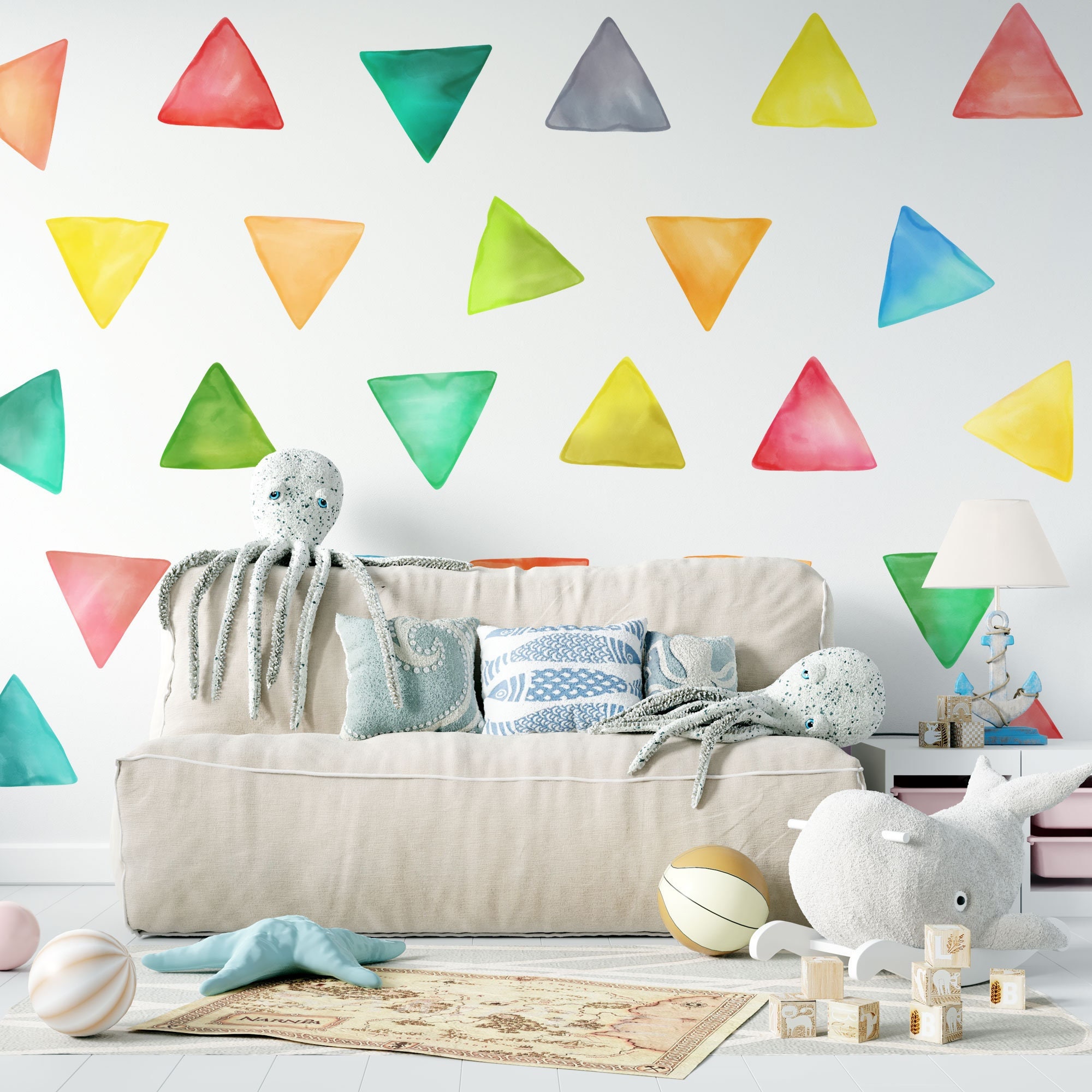 Blue Triangle Wall Decor Etsy