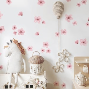 Roze lentebloemen muursticker, boho muurstickers, bloemen muurstickers, bloem muurstickers, bloemen stickers, boho decor kinderkamer