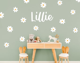 Personalized Daisy Flower Wall Decals: Boho Nursery Decor
