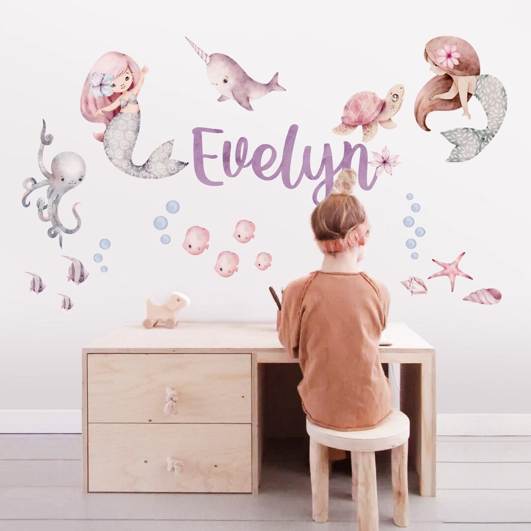 Personalized Mermaid Wall Decal Set: Under the Sea Nursery Decor - Etsy
