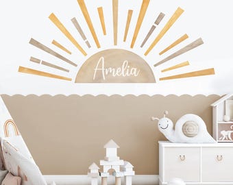 Personalized Half Sun Wall Decal: Boho Nursery Decor