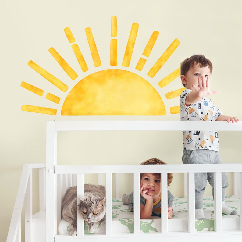 Personalized Half Sun Wall Decal: Watercolor Nursery Decor - Etsy