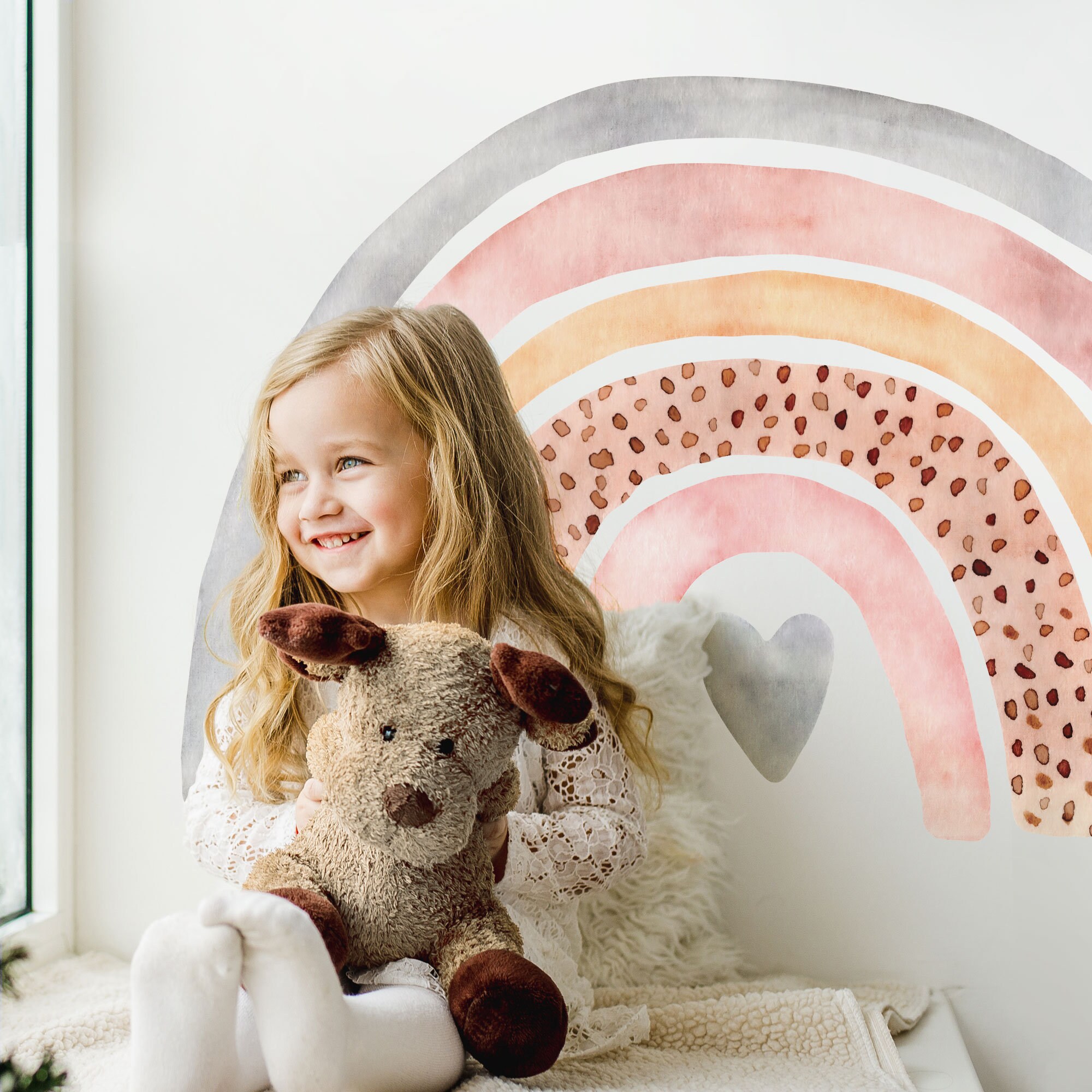 Boho Rainbow Wall Decal: Watercolor Nursery Sticker - Etsy