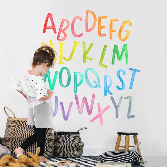 Alphabet Letters Watercolor Wall Decals