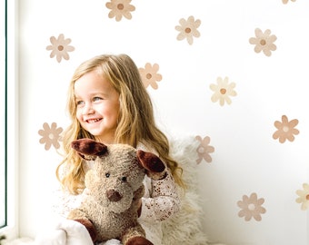 Personalisierte Gänseblümchen-Blumen-Wandtattoos, Boho-Kinderzimmer-Dekor, Kinderzimmer-Wand-Kunst, Gänseblümchen-Blumen-Wandaufkleber