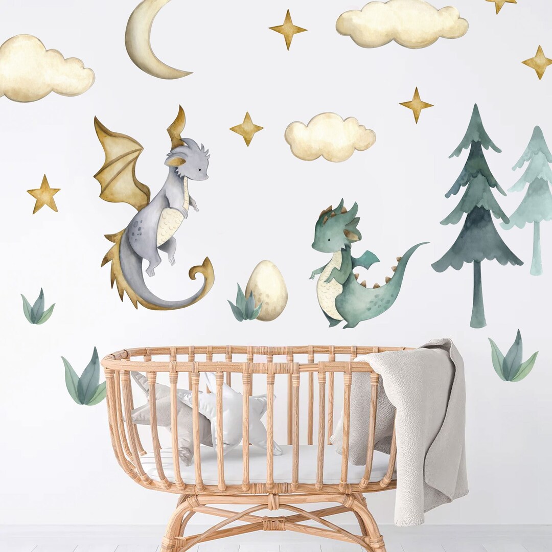 Watercolor Dragon Wall Decal: Fairy Tale Nursery Decor - Etsy
