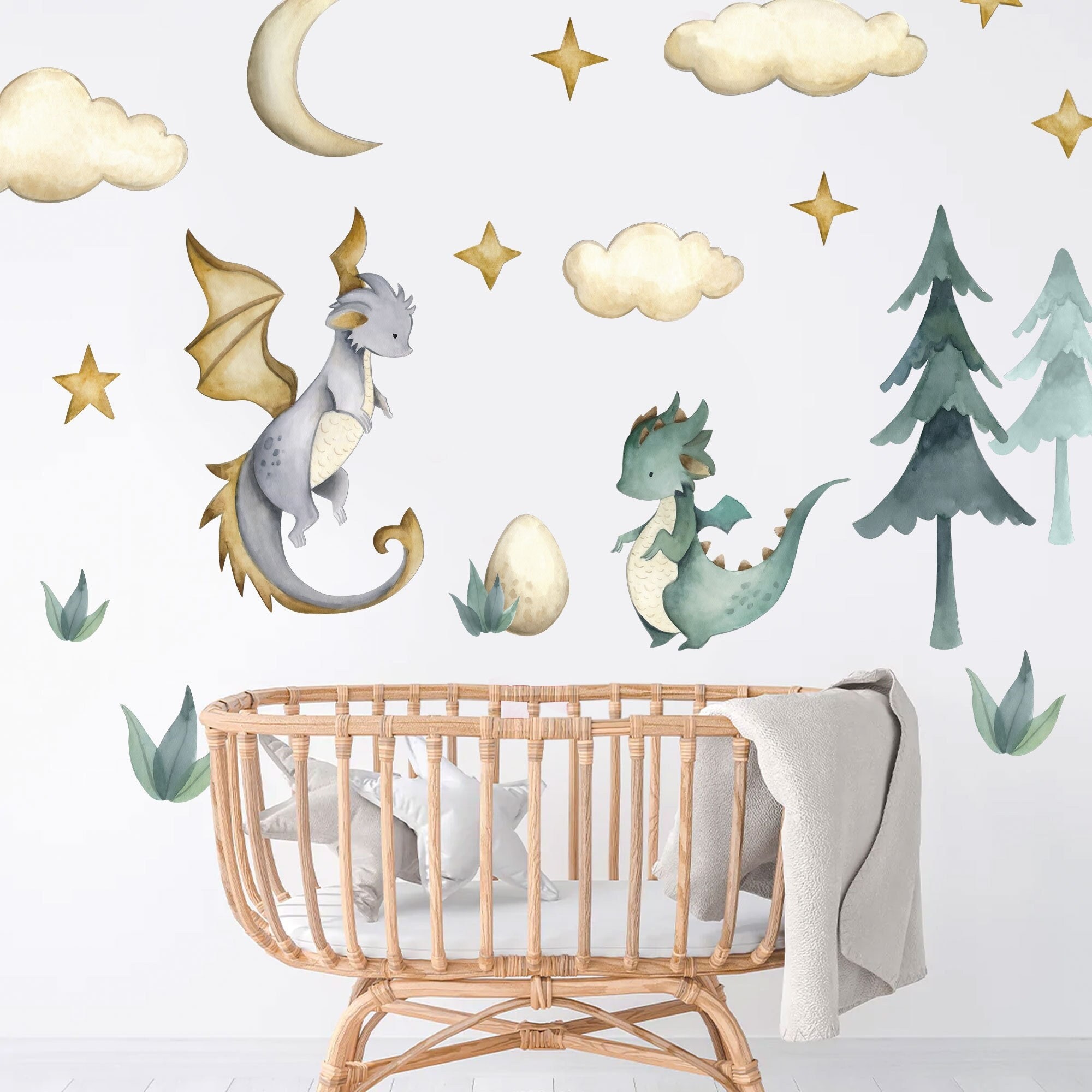 Watercolor Dragon Wall Decal: Fairy Tale Nursery Decor - Etsy