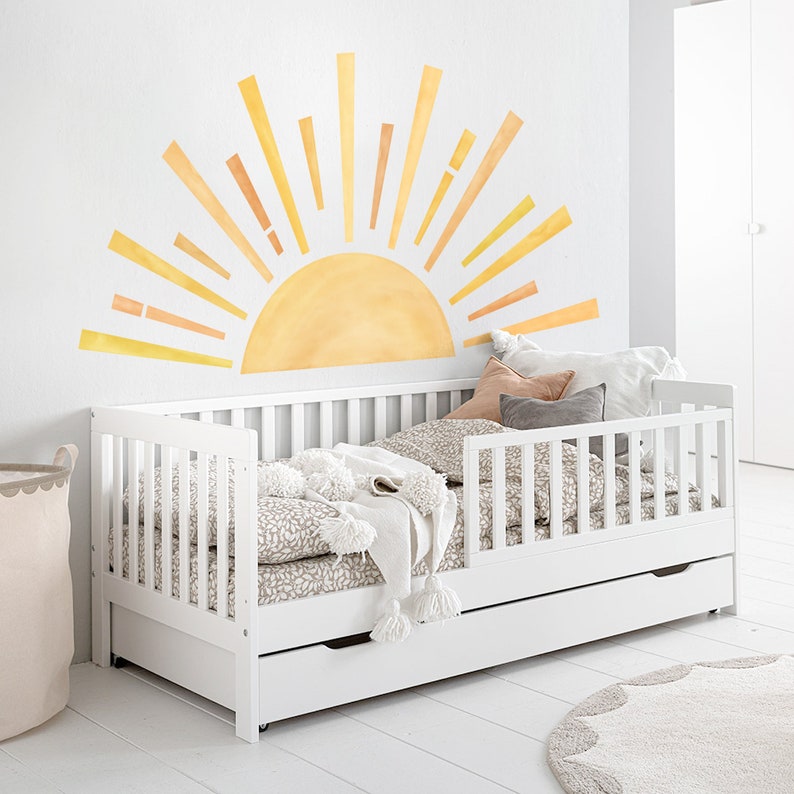 Personalizable Boho Half Sun Wall Decal: Watercolor Nursery Decor - Etsy