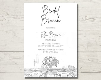 Mall för inbjudan till brudbrunch, redigerbar, utskrivbar, inbjudan till bröllopsbrunch