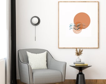 DIGITALE PRINT BOHO N.5. Moderne bedrukking aan de muur. Warme kleuren. Digitaal printen voor posters. Nr.5