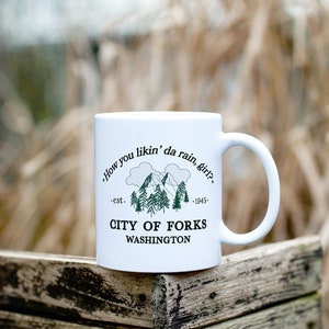 Twilight Forks Washington Mug, Edward Cullen Robert Pattinson Meme, Book Bookish Twilight Merch Cup, Funny Gift for Best Friend Girlfriend