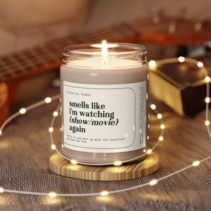 Personalizable Soy Candle Movie Lover Gift, Funny Comfort Movie Critic Film Fan Gift for Friend, Custom Text Personalized Comfort Show Gifts