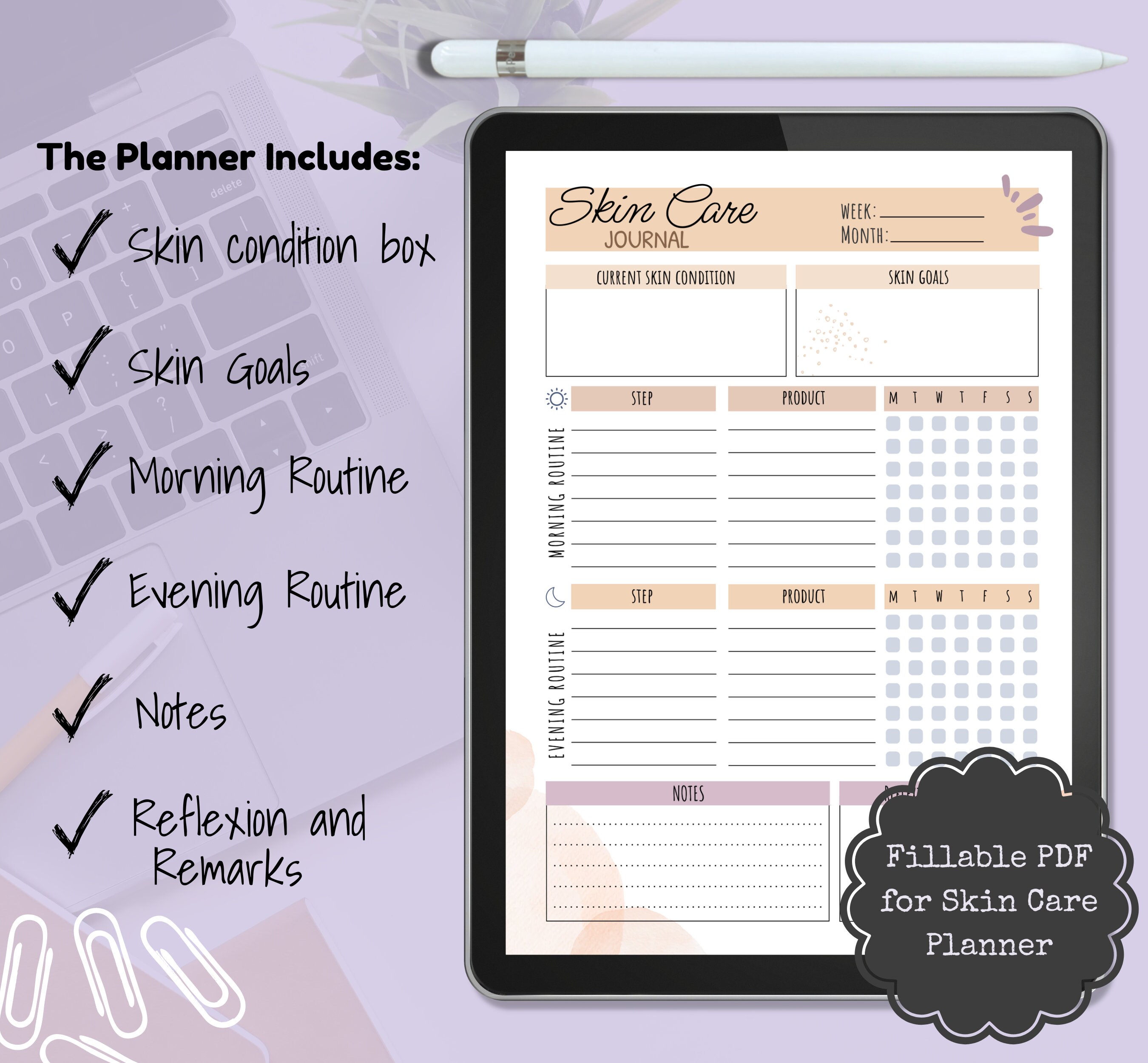 Skin Care Journal Hair Care Journal Printable Self Care Etsy