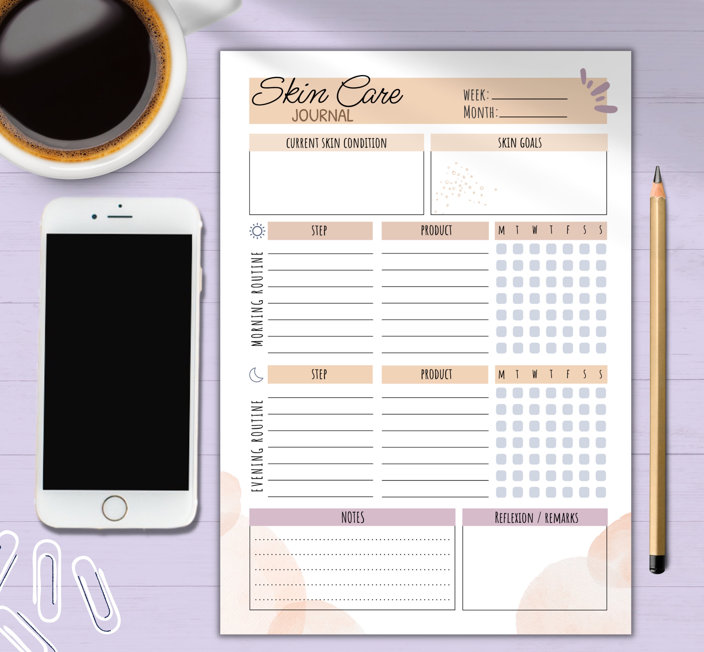 Skin Care Journal Hair Care Journal Printable Self Care Etsy