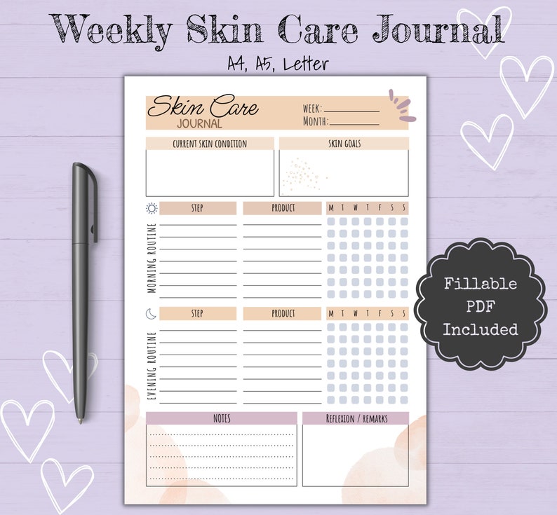 Skin Care Planner Printable Skincare Routine Skincare Etsy