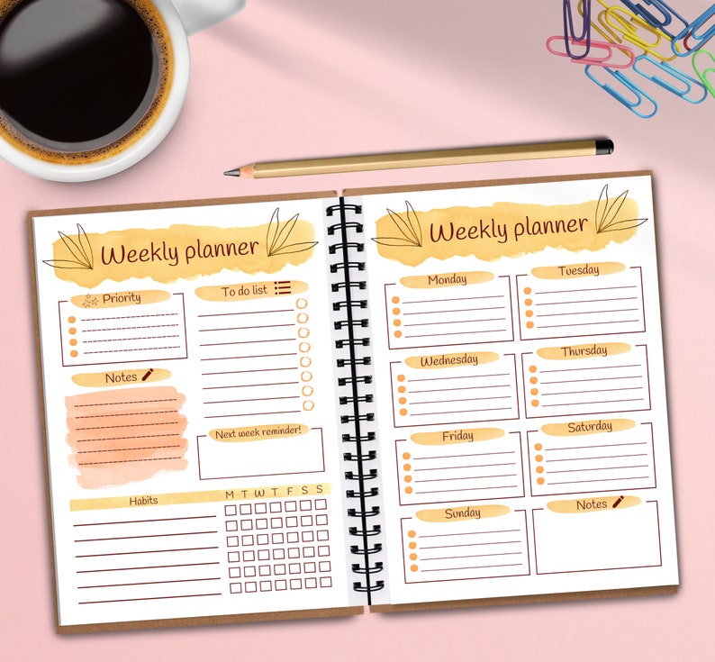 Printable Planner Bundle, Cute Daily Planner Printable, Weekly Planner ...
