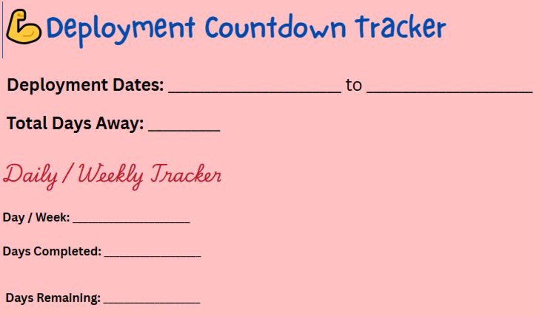 Military Deployment Tracker | Digital Download for Military Spouses - Etsy